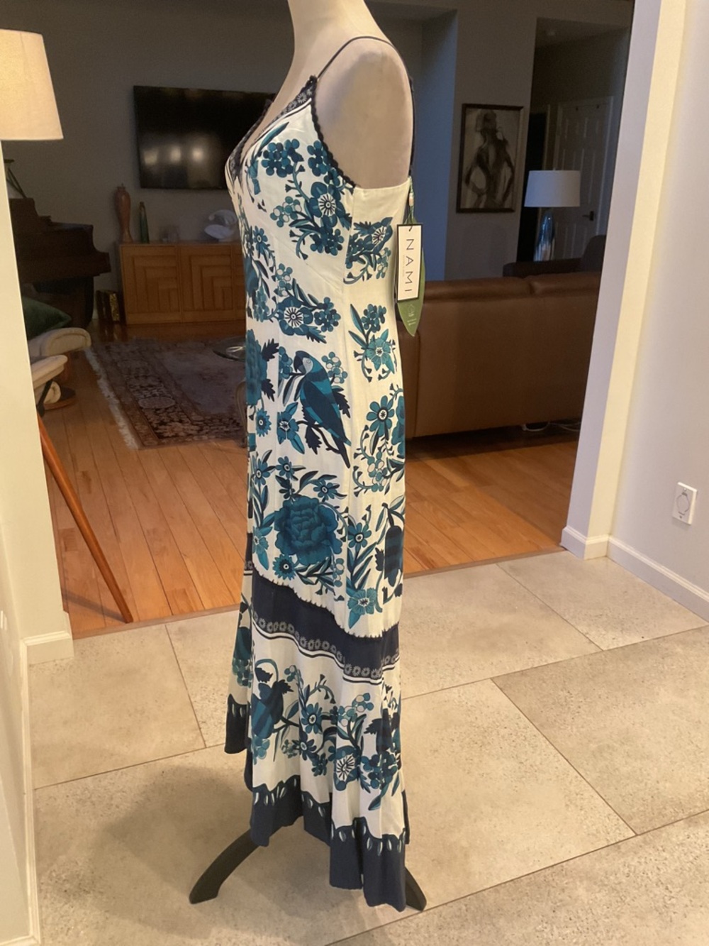 FARM Rio White Dress with Teal & Navy Floral Print - Picture 7 of 15